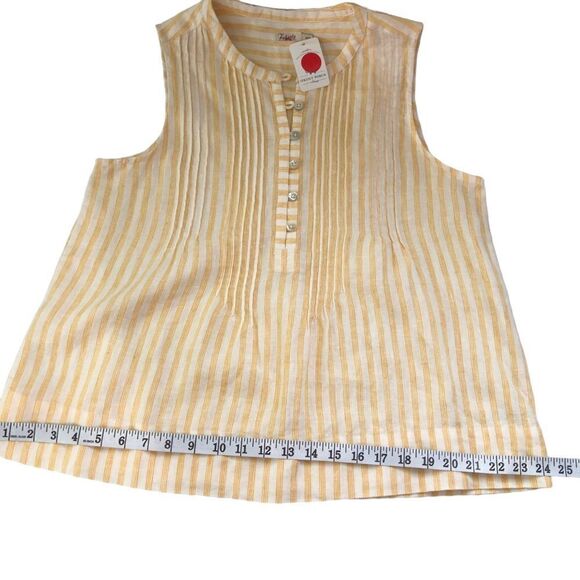 Faherty Isha Top Yellow Stripe Linen Size Medium NWT - Picture 13 of 15